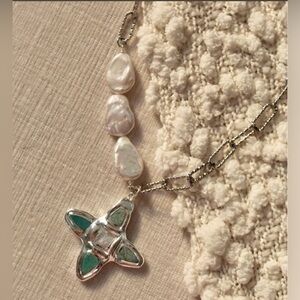 Isla Cross Necklace biza charms freshwater pearls